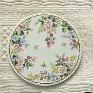 Andrea by Sadek Made in Japan Porcelain Cheese Plate/Board Flowers/ Berries